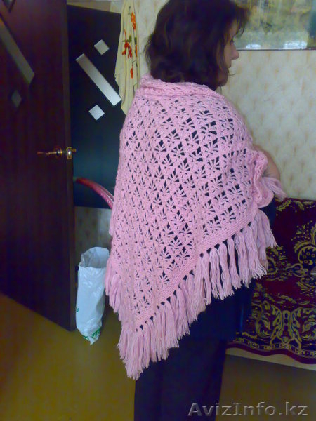 Ажурная шаль из полушерсти розового цвета - Изображение #2, Объявление #234086