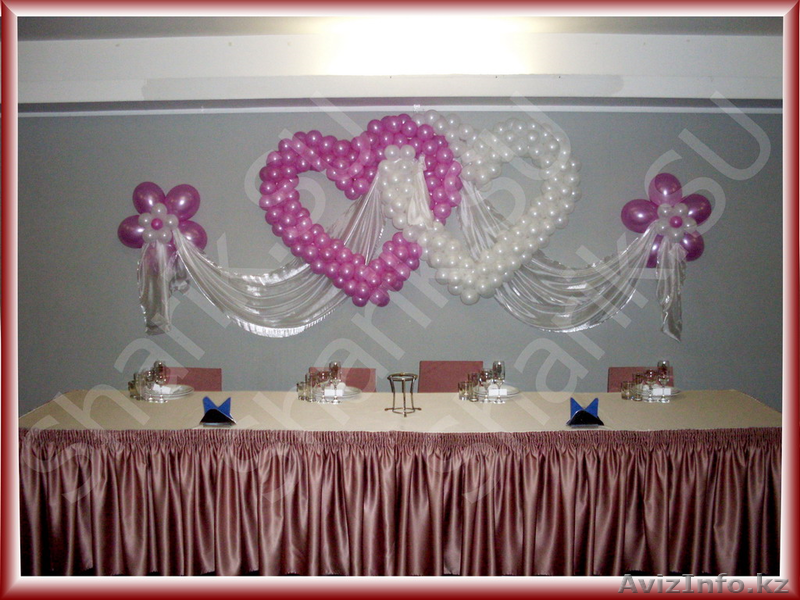 Свадебное сердце из шаров, украшения бутылок шампанского для молодоженов - Изображение #2, Объявление #653276