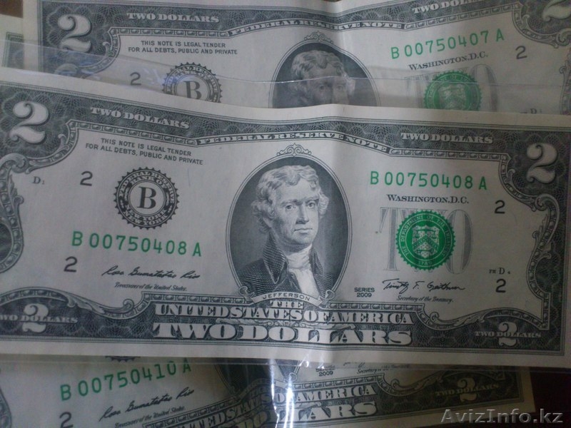 Два доллара США одной купюрой/2 доллара USA - Изображение #1, Объявление #961908